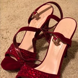 Bridesmaid shoes - Red Sequence Shoes - size 8